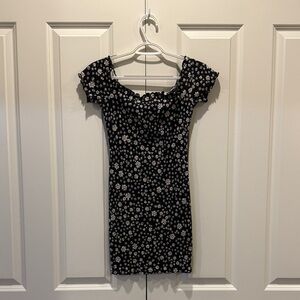 love, Fire Black and White Floral Mini Dress